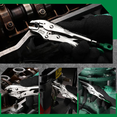 5-Piece Locking Pliers Set With Long Nose And Curved Jaw For Gearhead Projects Premium CR-V Steel used in engine assembly
