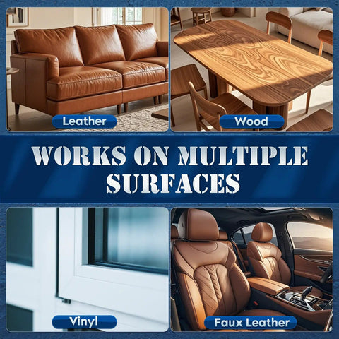 Top Shelf Furniture Restore Paste And Leather Conditioner Plus Wood Polish Cleaner With Brush for leather couch, wood table, vinyl and faux leather.