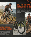 Cyclist riding rugged terrain with 36Pcs 14G Bicycle Spokes Kit 2mm Diameter 260mm Length for 26 Inch Rims with Caps Heavy Duty Steel Wheel Spokes.
