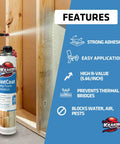 Hardcore Closed Cell Expanding Foam Bundle With 48 Packs Of Class A Fire Rated Spray Foam Insulation on wall framing.