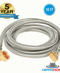 Universal Dishwasher Water Supply Hose Kit 10 Ft Braided Stainless Steel Line with fittings and connectors visible in coiled form.