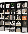 Portable 25-Cube Storage Organizer With 14x14 Inch Cubes, Heavy-Duty Metal Panel Shelving, organized with decor items.