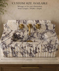 Calacatta Viola Marble Sink with Sculpted Backsplash, Fluted Vanity Washbasin, Hand-Carved Natural Stone Bathroom Basin top view