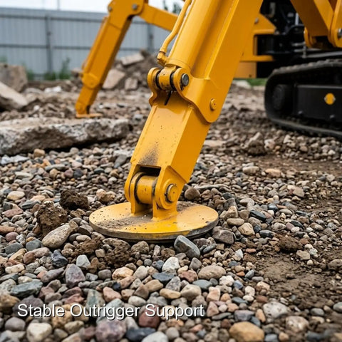 Concrete Placement Boom With Hydraulic System For Bridge Deck Pouring And Road Construction, Industrial Slabs, Warehouse Projects, And Civil Engineering Works, Heavy Duty Beefed Up Concrete Conveying Rig For Your Worksite. stable outrigger support on gravel