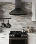 New Upgrade Peel And Stick Backsplash Tiles Light Rustic Wood Grain 11.34 By 11.57 Inches 0.16 Inch Thick 10 Packs in kitchen scene