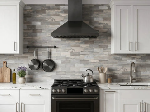 New Upgrade Peel And Stick Backsplash Tiles Light Rustic Wood Grain 11.34 By 11.57 Inches 0.16 Inch Thick 10 Packs in kitchen scene