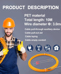 Pro Grade 10m High Strength Polyester Wire Fish Tape 3.0mm Wire Puller, No Fuss Retractable Cable Snake for Running Wires Through Walls, Dual Spring Guide, Low Friction Reel Feeder Tool for Fast Electrical Wiring, 10m 3.0mm PET cable puller