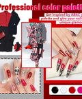 24 Color Hema Free Solid Gel Nail Polish Kit With Ombre Gel And Pat Paint Gel in neon red designs on nails