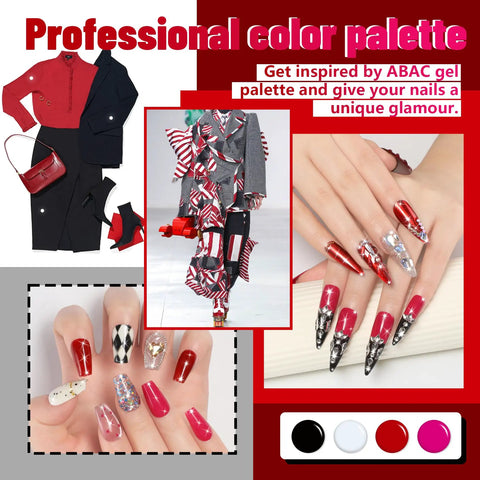 24 Color Hema Free Solid Gel Nail Polish Kit With Ombre Gel And Pat Paint Gel in neon red designs on nails