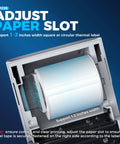 Close-up of Label Printer PM220 Bluetooth Portable Thermal Printer For Small Biz With Tape 2-Inch Width paper slot adjustment.