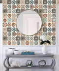 Boho Peel And Stick Wallpaper For Kitchen Backsplash Gray Pattern Vinyl Self Adhesive Removable 17.7 Inch By 393.7 Inch Covering 48.4 Sq Ft