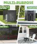 63 Inch High Black Privacy Screen For AC Units And Trash Cans, Heavy Duty Outdoor Fence Panel Enclosure near pool, garden, and patio