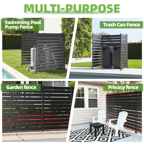 63 Inch High Black Privacy Screen For AC Units And Trash Cans, Heavy Duty Outdoor Fence Panel Enclosure near pool, garden, and patio