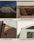 Ten Person Instant Cabin Tent With Built In Led Lighting And Pop Up Setup Large Lighted Camping Tent For Outdoor Adventures Glamping Or Backyard Use Includes Storage Pockets For Gear