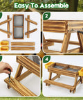 Assembly steps for Carbonized Wooden Chicken Picnic Table Feeder With Two Water Dispensers No Mess Poultry Feeder