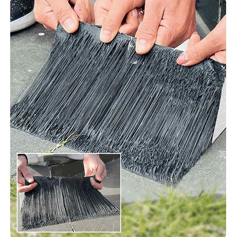 Hands applying Heavy Duty Self Sealing Asphalt Tape With Aluminum Foil Backing Waterproof Bitumen Roll for roof patching.