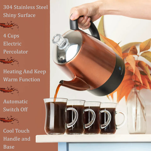 4 Cup Electric Percolator Coffee Pot – Brews Fast ✓