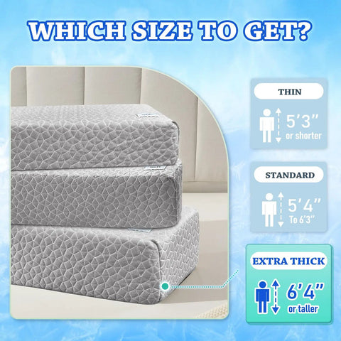 Premium Cooling Cube Pillow For Side Sleepers With Neck Pain Relief Adaptive Memory Foam Adjustable Support showing size options and dimensions.