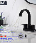 4 Inch Matte Black Bathroom Sink Faucet With Sleek Modern Arc Design, Solid Brass Build, Easy Install, Durable Construction, And BF040-9-MB Model