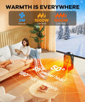 Crank Up The Heat 1500W Space Heater For Your Desk And Office warming a living room with 50 degree oscillation and ceramic technology.
