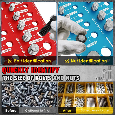 68 Nut And Bolt Thread Checker Kit Standard And Metric Bolt Size Finder With 26 Metric 26 Standard And 16 Drill Bit Gauges