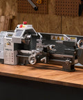 Powerful Benchtop Metal Lathe For Makers And Pros 8 X 16 Inch Turning Capacity 550W Variable Speed 0-2500 RPM on workbench