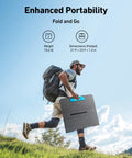 Man hiking with Beast 100W Foldable Portable Solar Panel Charger With Adjustable Kickstand IP67 Waterproof 23 Percent Higher Energy Conversion Efficiency Ideal For Camping RV Trips And Blackouts