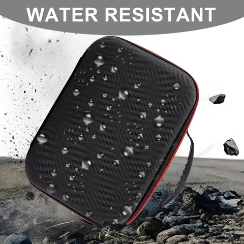 Water-resistant red hard case for nebulizer and accessories, travel ready storage bag for inhaler kits.