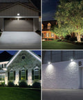 Two Pack 34W Outdoor LED Flood Lights With 3200 Lumens 5000K Brightness IP65 Waterproof Knuckle Mount Halogen Equivalent Lighting a garage and yard