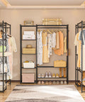 All In One Wardrobe Closet Organizer With Hanging Rod And Four Shelves Free Standing Portable Clothing Rack For Bedroom