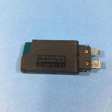 Hella Tough Thermal Miniature Circuit Breaker With Plug In Screw Fuse Terminal Block For 2 Amp 250V AC And 65V DC Panel Applications offering straight up overload protection, showing top view.