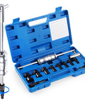 Beefy Blind Hole Bearing Puller Set With Slide Hammer Internal Bearing Extractor Kit shown in open blue case