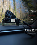 UV50X2 Second Gen Beefy 50 Watt Dual Band Base Mobile Radio For VHF UHF Amateur Ham With RJ45 Microphone Port in a car dashboard