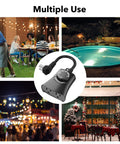 Outdoor Light Timer With Photocell Sensor Waterproof Dusk To Dawn Control 2 Grounded Outlets shown in various settings