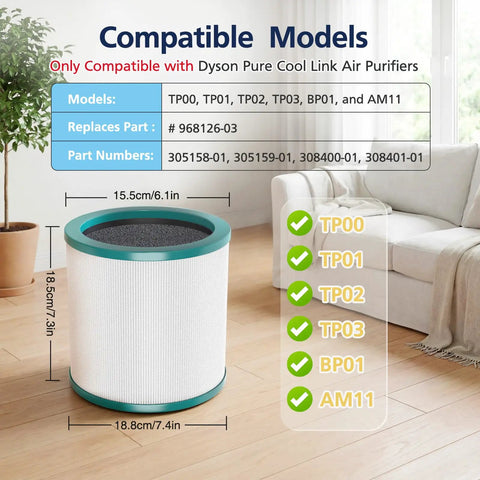 Replacement Filter For Tower Purifier Pure Cool Link TP01 TP02 TP03 AM11 BP01 Models Replaces 96812603 1 Pack in living room