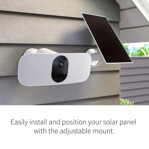 Sun Powered Solar Panel Charger For Wireless Cameras And Floodlights, Weather Resistant Easy Install on outdoor wall mount