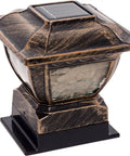Solar Cast Aluminum LED Post Cap Light For 4x4 Wood Posts Bronze 8 Pack With Dusk To Dawn Sensor And Crystalline Panel