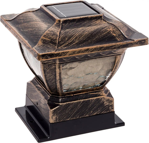 Solar Cast Aluminum LED Post Cap Light For 4x4 Wood Posts Bronze 8 Pack With Dusk To Dawn Sensor And Crystalline Panel