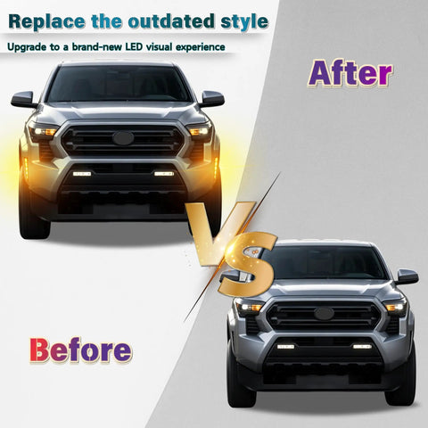 Comparison of Toyota Tacoma with upgraded Toyota Tacoma Front Wheel Arch Side Marker Lights Kit 2024-2026 SR SR5