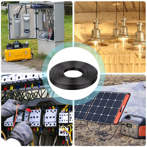 Collage of 50 Foot 16 Gauge Flexible Stranded Tinned Copper Wire For Automotive Marine Trailers And Lamps in various wiring setups