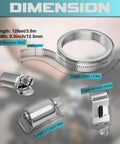 cut-to-fit stainless steel hose clamps kit with strap dimensions and fasteners displayed