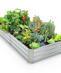 Galvanized Raised Garden Bed With Two Roomy Planter Compartments 71 By 35 By 12 Inches Outdoor Garden Box filled with vegetables