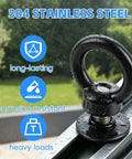 Badass M6 T Track Bolts With Killer Eye Nuts For Heavy Duty Roof Rack Builds Black Finish 304 Stainless Steel Tough Cargo Tie Down Universal Hardware Pack Of Four close-up of black coated stainless steel T-bolt with eye nut.