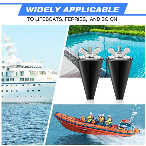 2 Pack Rubber Boat Drain Plugs For 1/2 To 1 Inch Holes shown near boats and pool.