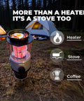 8,500 BTU Portable Propane Heater For Outdoors With Tilt Switch And Two Speed Heating, Lightweight 4.2 Lb With Carry Bag shown in campsite