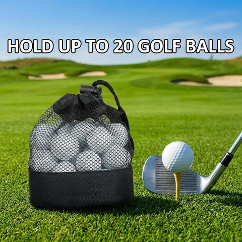 3 Pack Golf Ball Bags With Drawstring Mesh Pouches Holds Up To 20 Balls on golf course, nylon polyester, black