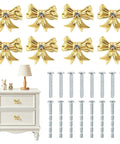 8 Pack Gold Bow Dresser Knobs Set For Cabinets And Drawers, Metal Decorative Handles With Two Screw Lengths, Vintage Cute Drawer Knobs