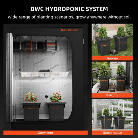 Deep Water Culture DWC Hydroponics Grow System With 7-Gallon Capacity in garden, balcony, and greenhouse settings
