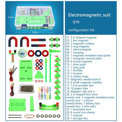 Multi Function Magnet Kit For Hands On Physics Experiments Electromagnet Teaching Set STEM Education Toy Box contents overview.