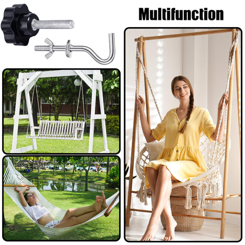 Heavy Duty Hammock Hardware Kit Eight Piece Set With Four Umbrella Screw Knobs And Four Hooks for stands and swing chairs